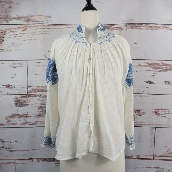 The GREAT Traveler embroidered peasant top cream Size 0 =XS - Picture 1 of 9